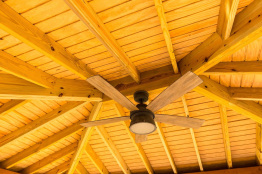 wood ceiling with fan