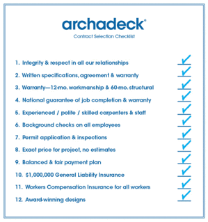 archadeck contractor checklist