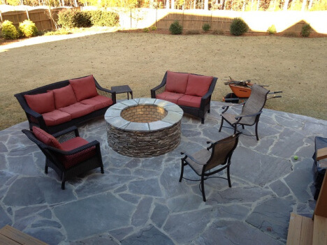 Archadeck of Central SC custom fire pit on slate patio