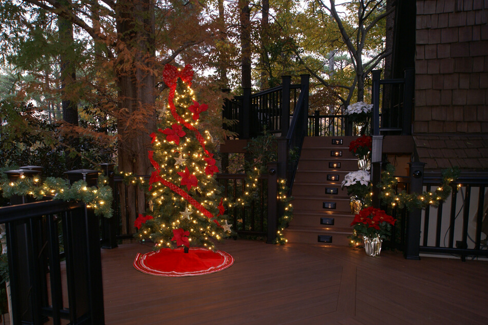 Wood deck with Christmas decors