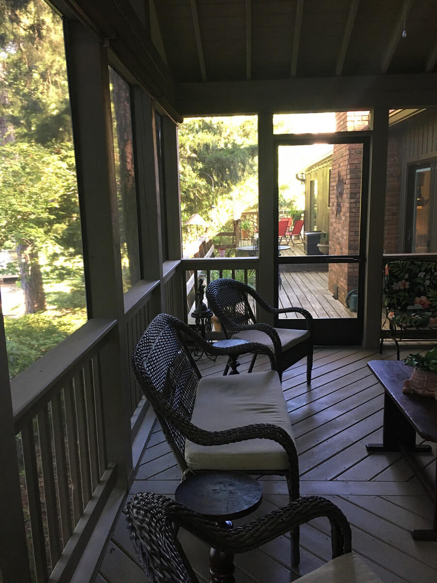 Chairs on screened porch