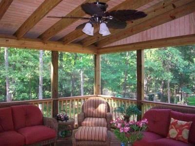 Lovely interior of screened porch in Columbia, SC
