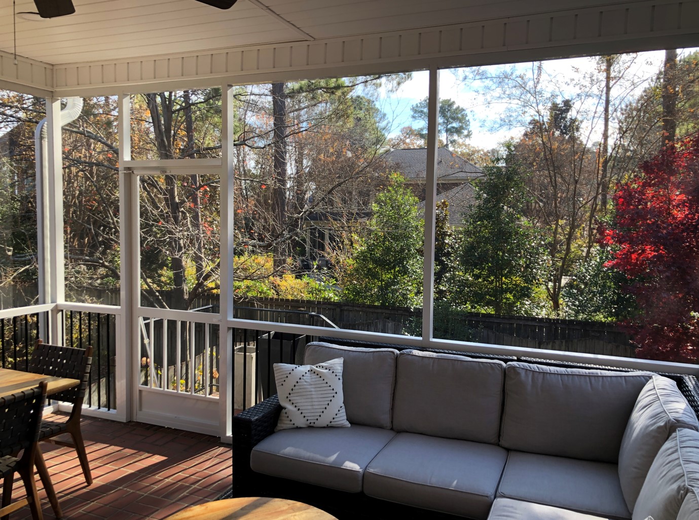 spacious screened in porch 