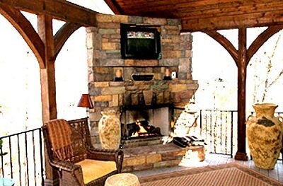 open porch with fireplace