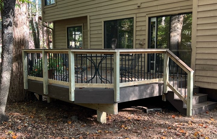 Composite Deck with Wood Rails in Charlotte, NC