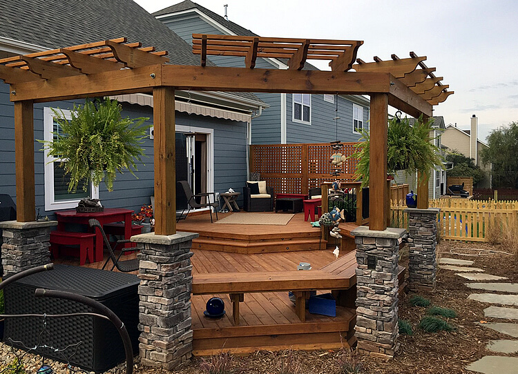 Wood deck and pergola