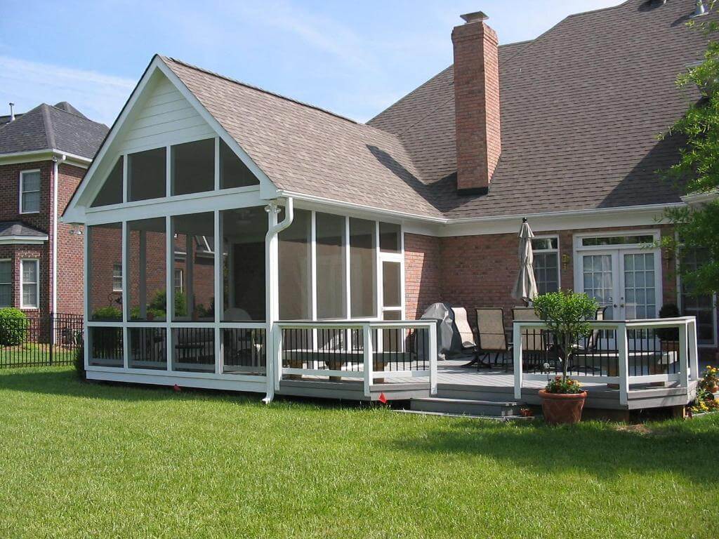 screened porch and deck