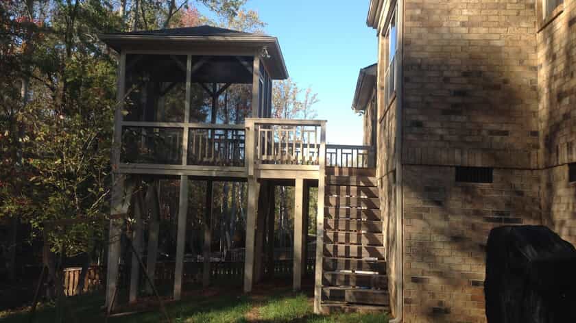 Free standing screened-in porch with stairs