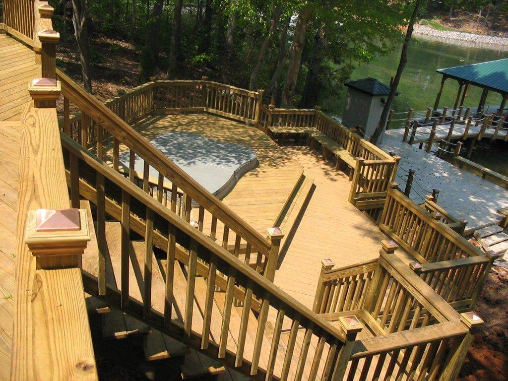 multi-level wooden deck