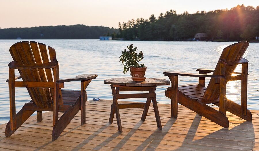 deck with chairs and table