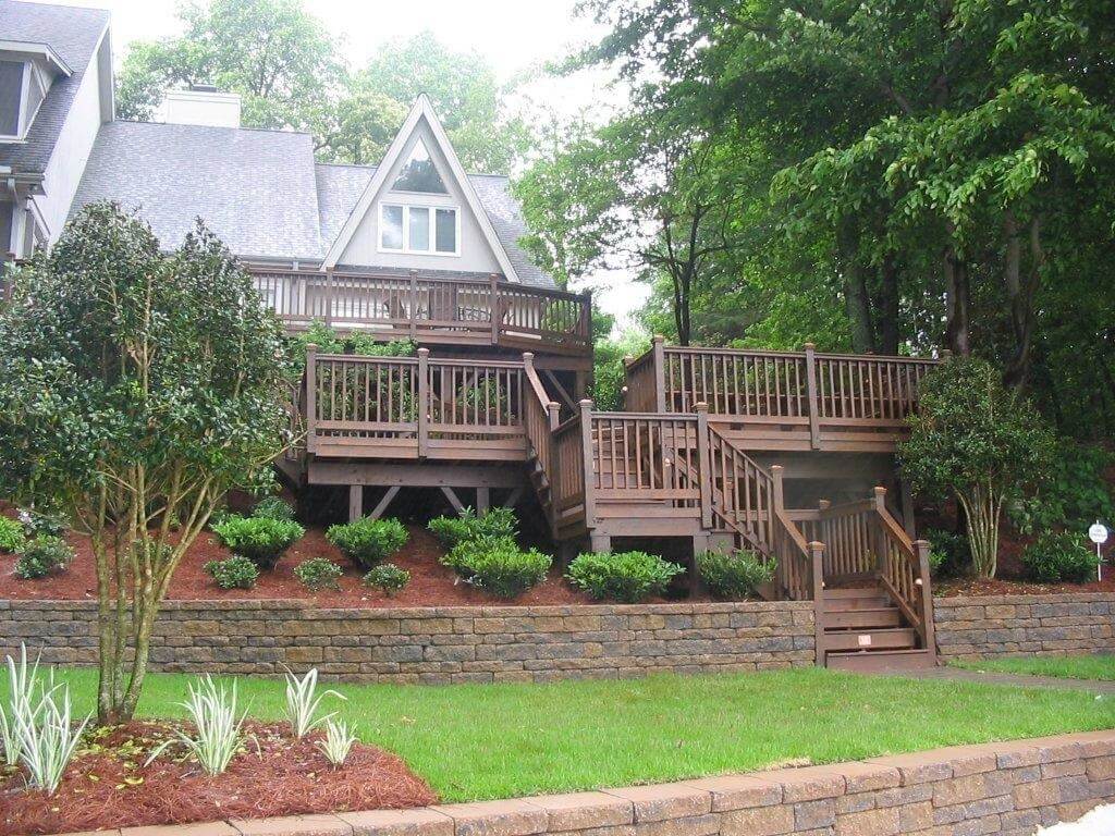 multi-level deck with plants