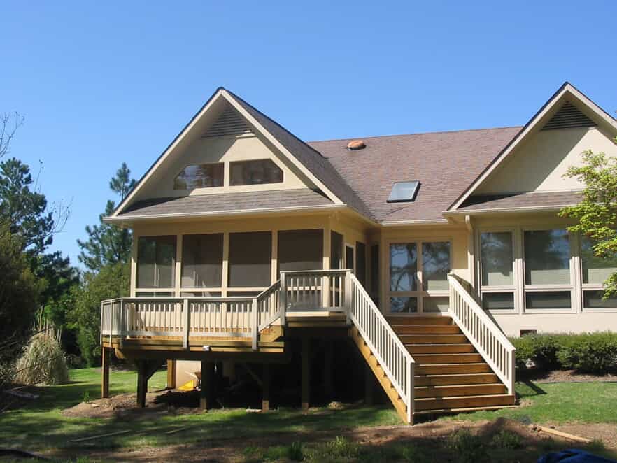 Multi level deck and screened in porch with stairs