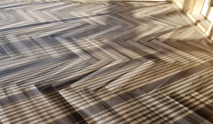special zigzag wooden flooring on a deck