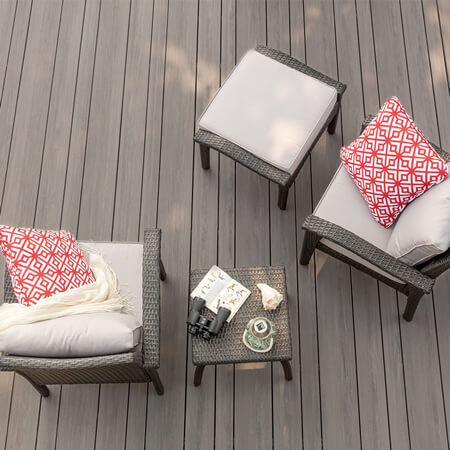 overhead view of deck with outdoor furniture