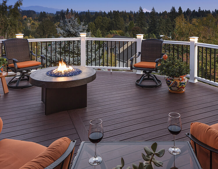 Deck with firepit and outdoor furnishings