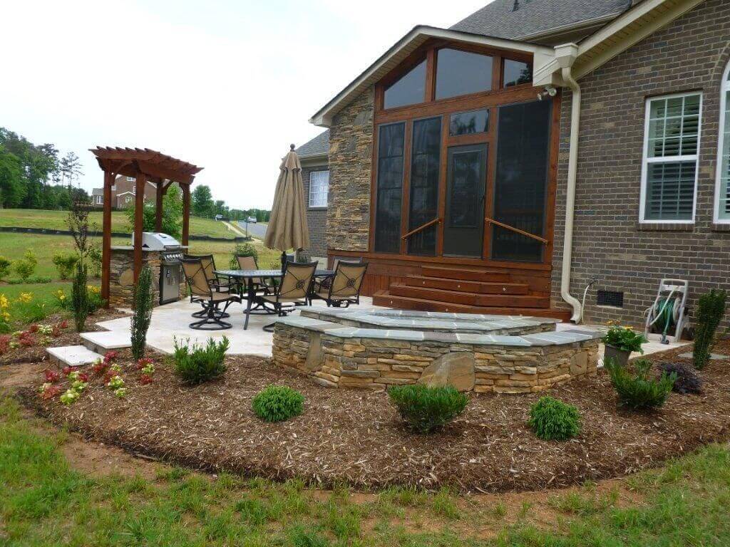 porch with fire pit