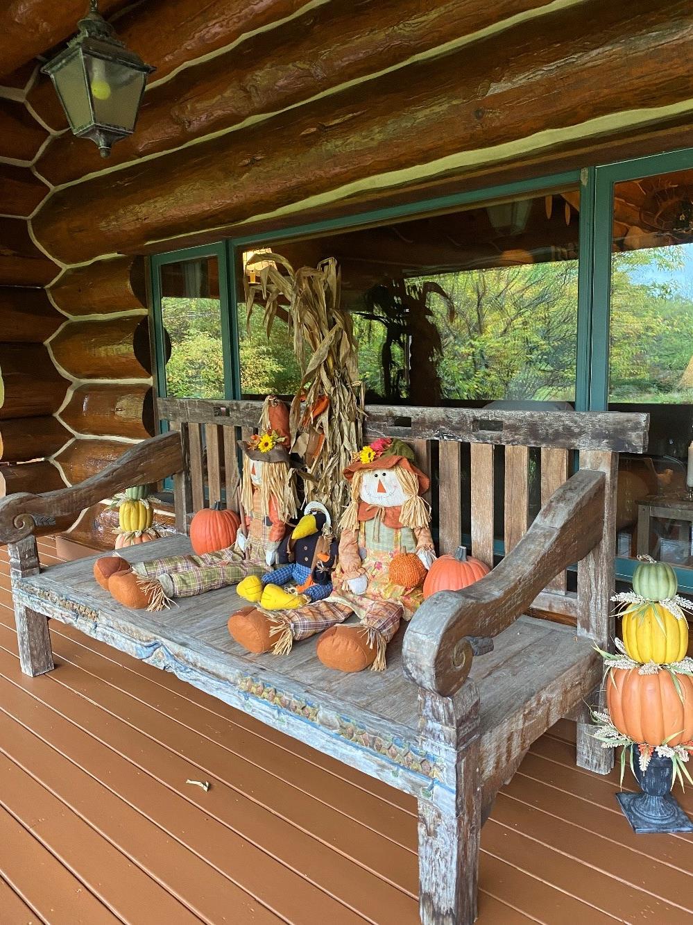 front porch decorated for fall