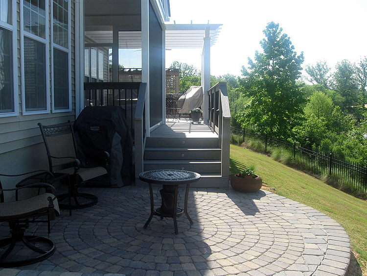 Custom paver patio and deck combination