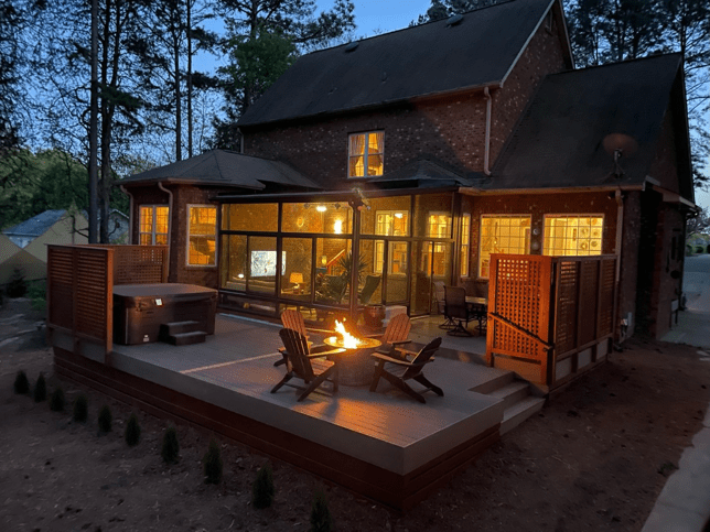 outdoor deck with firepit