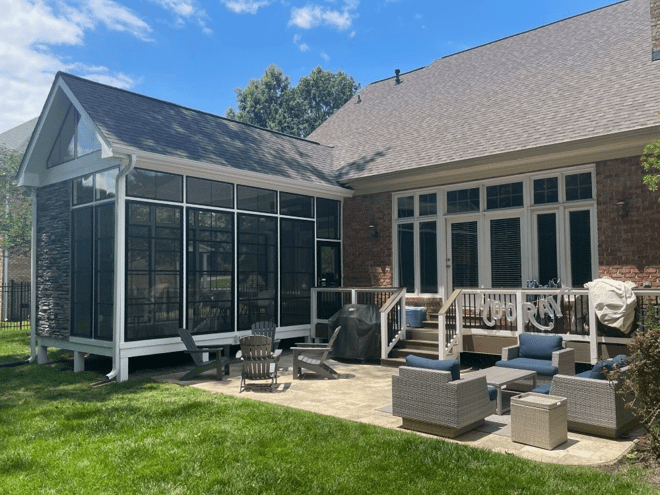 hardscape with screened porch