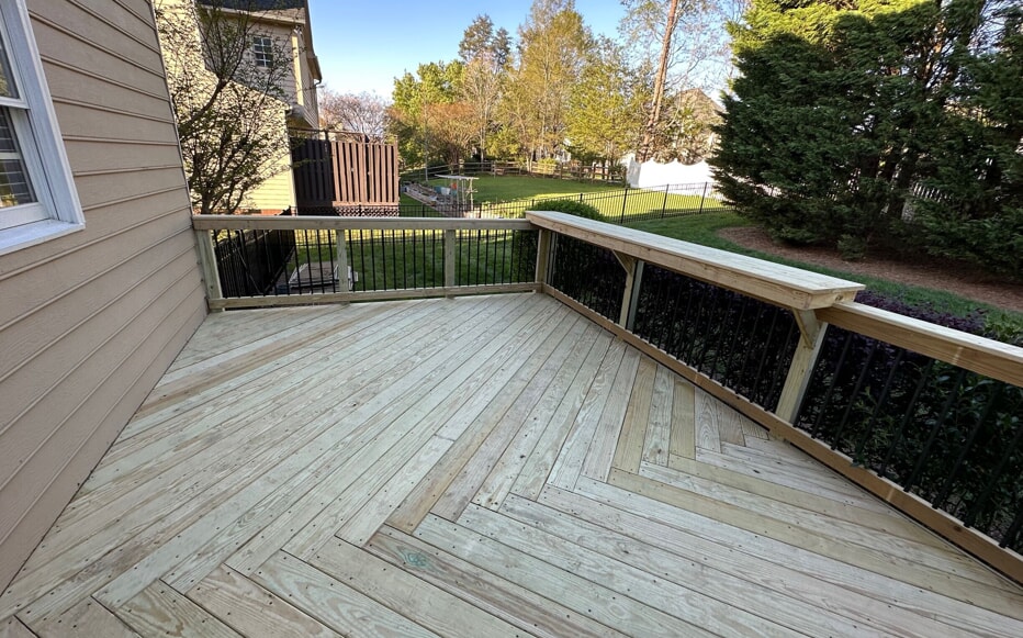 wood deck with design 