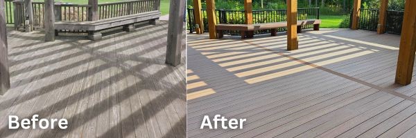 before and after of new deck installation