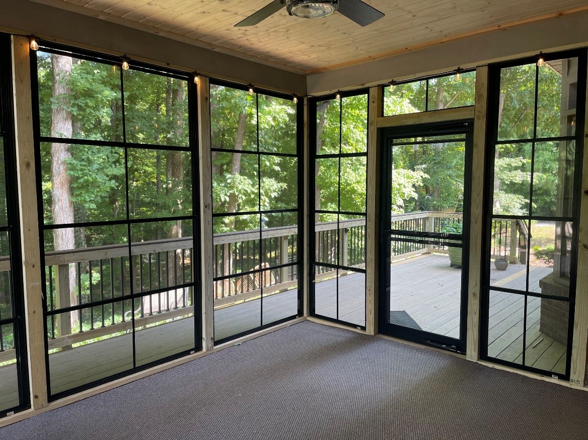 large windows in sunroom