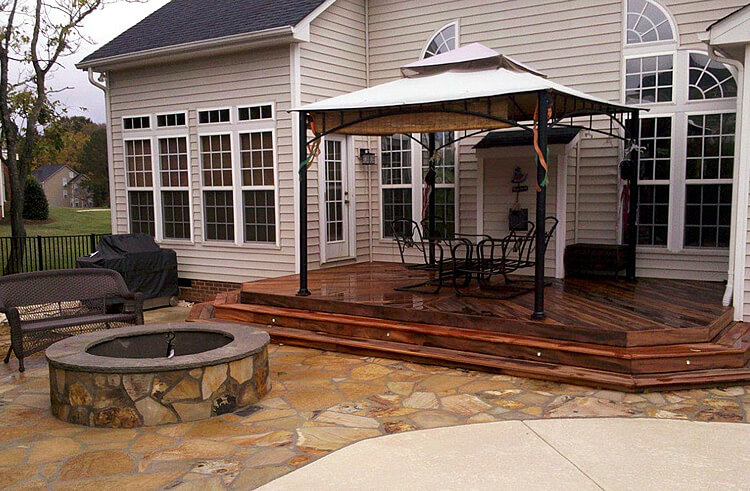 Custom deck with patio and fire pit