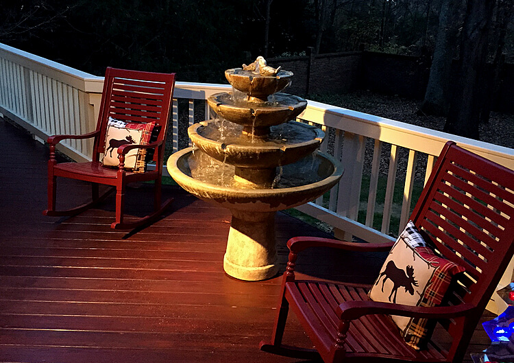 Relaxing Charlotte Wood Deck at Night