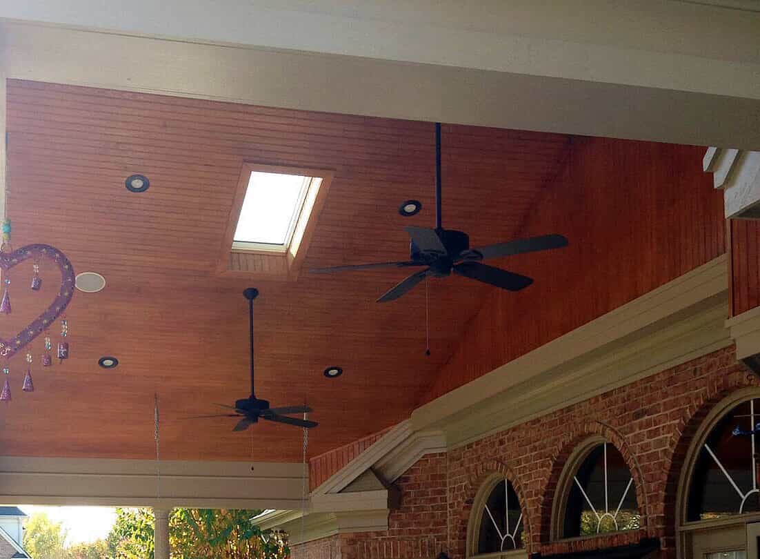 porch ceiling with skylights