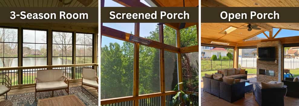different screened porches