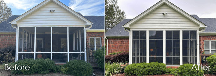 before and after of screened porch