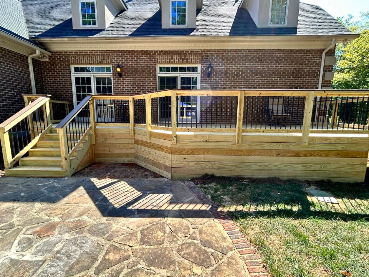 wood deck with railing