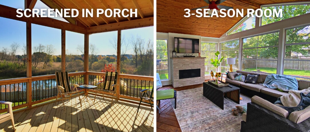 screened in porch compared to 3 season room