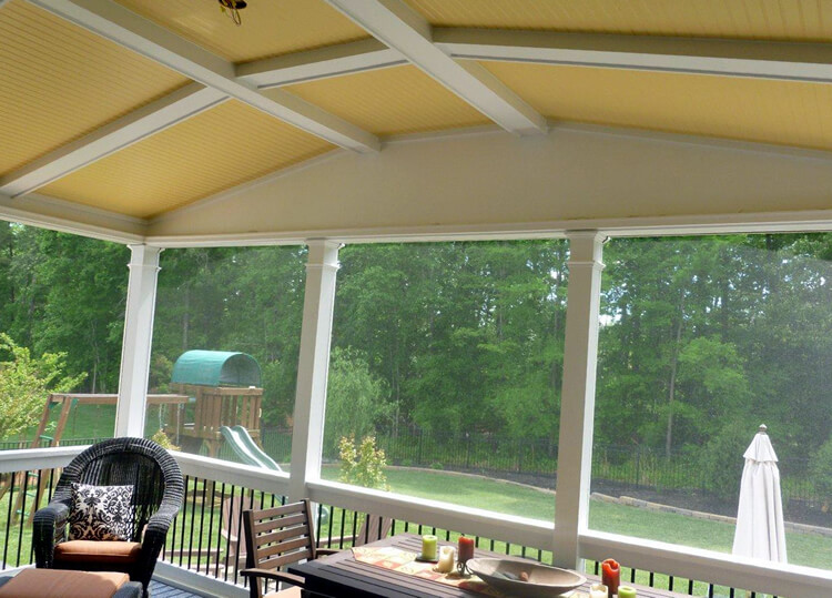 yellow beadboard porch ceiling