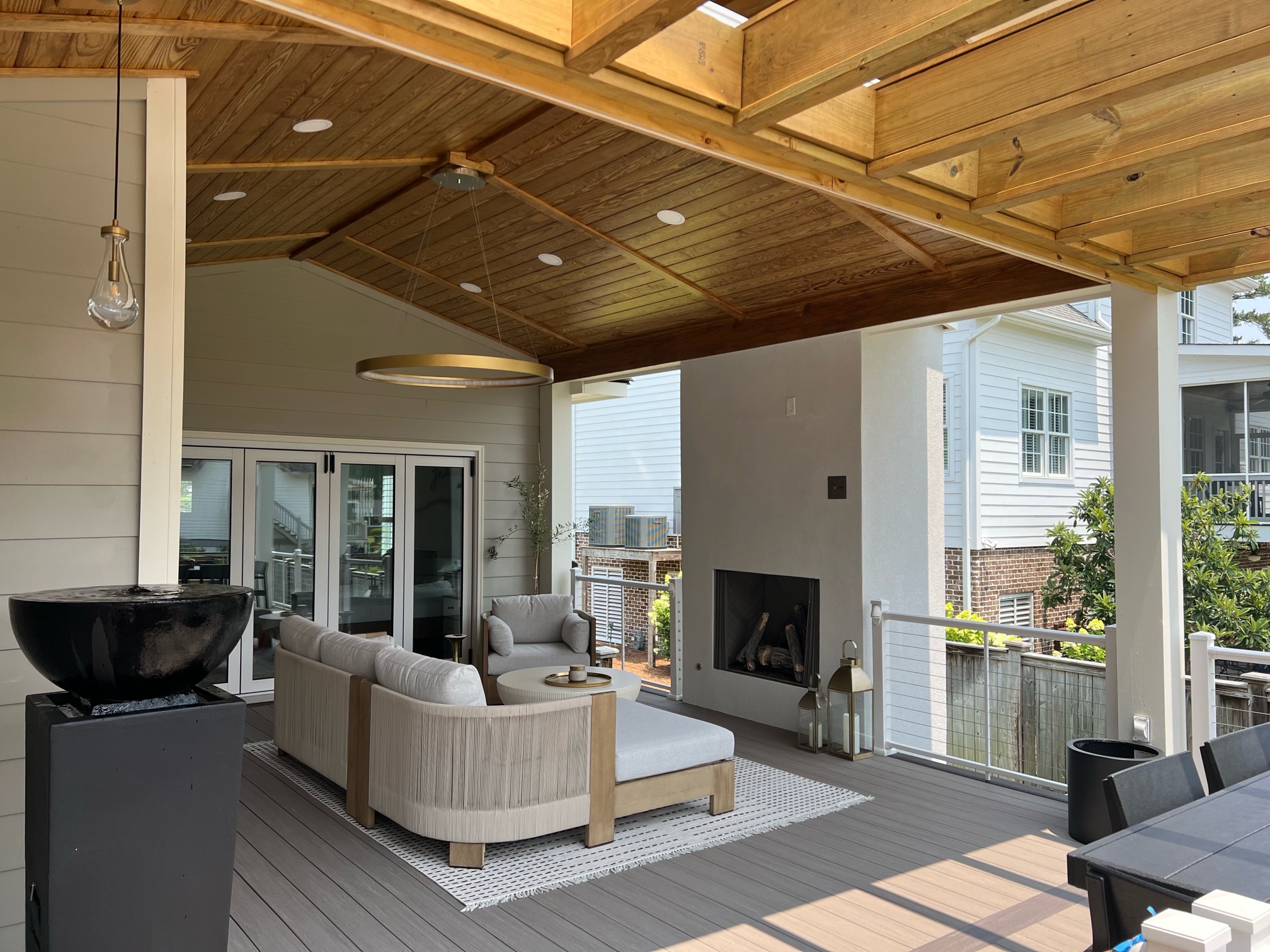 outdoor seating with recessed lighting
