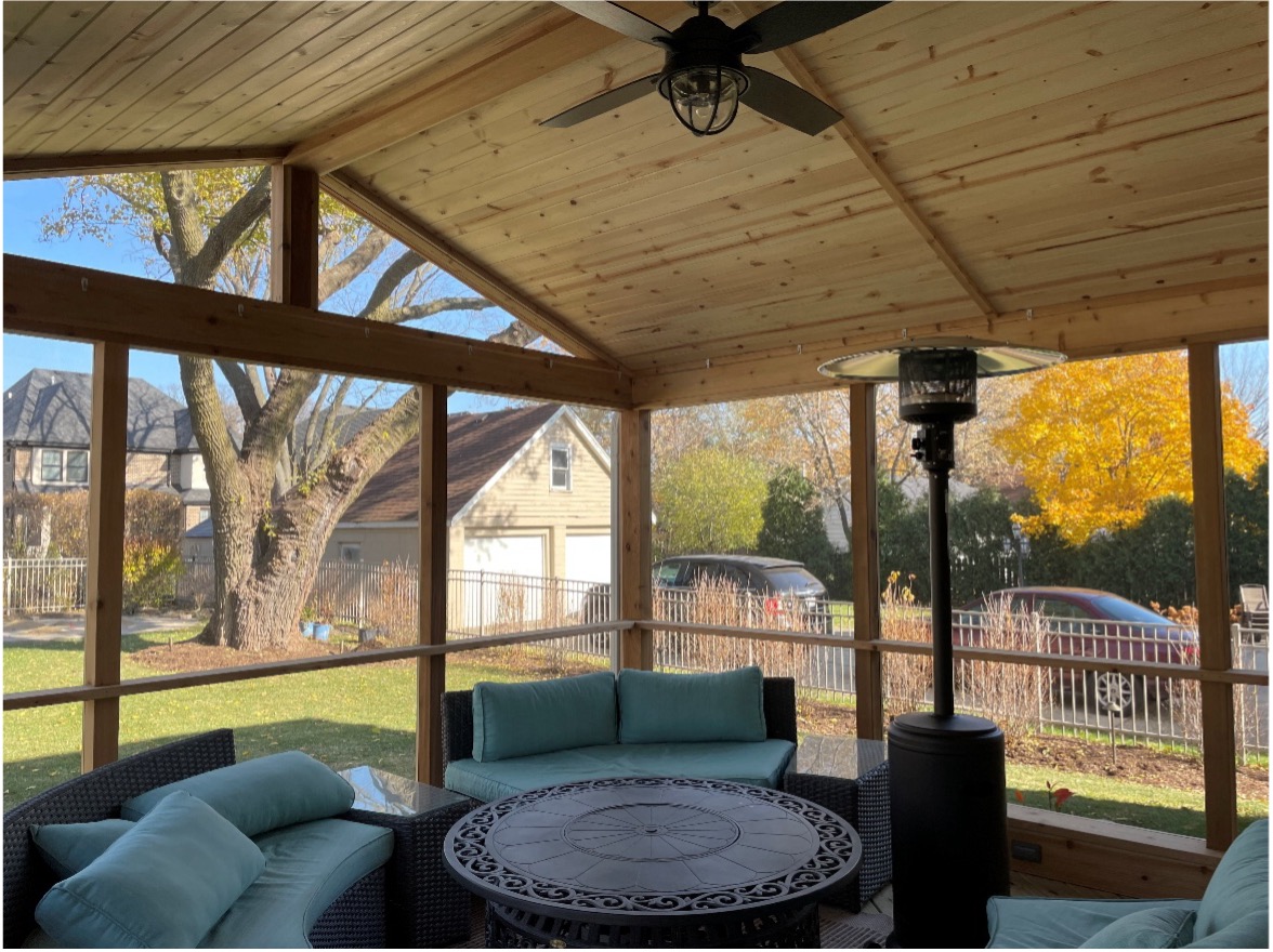 screened porch with couches