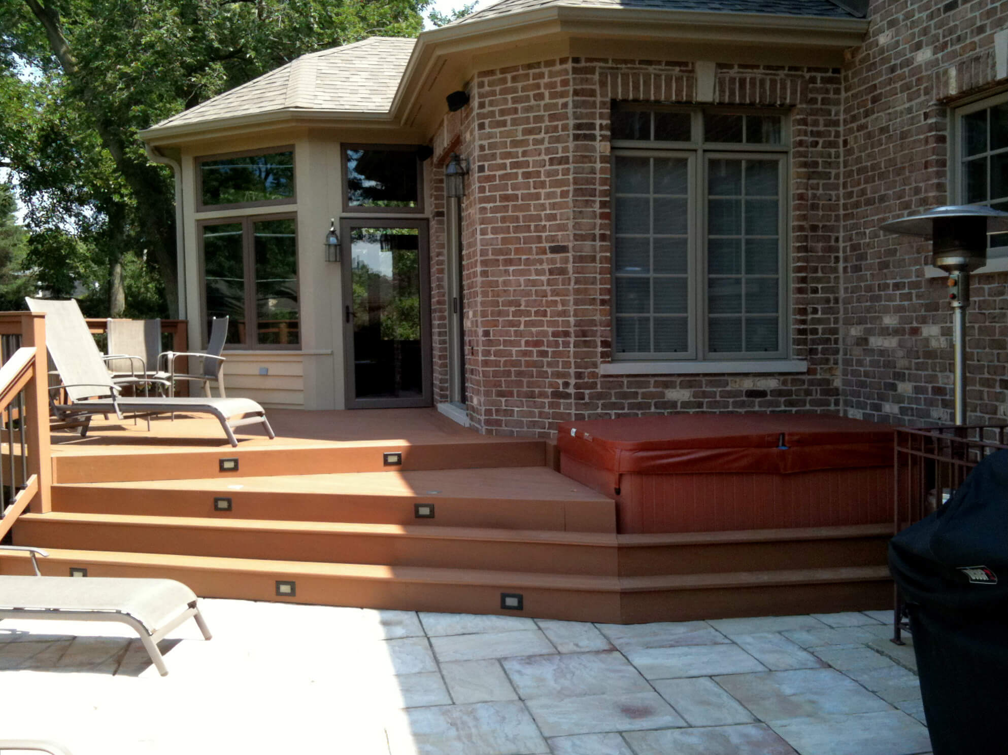 Custom composite deck with hot tub