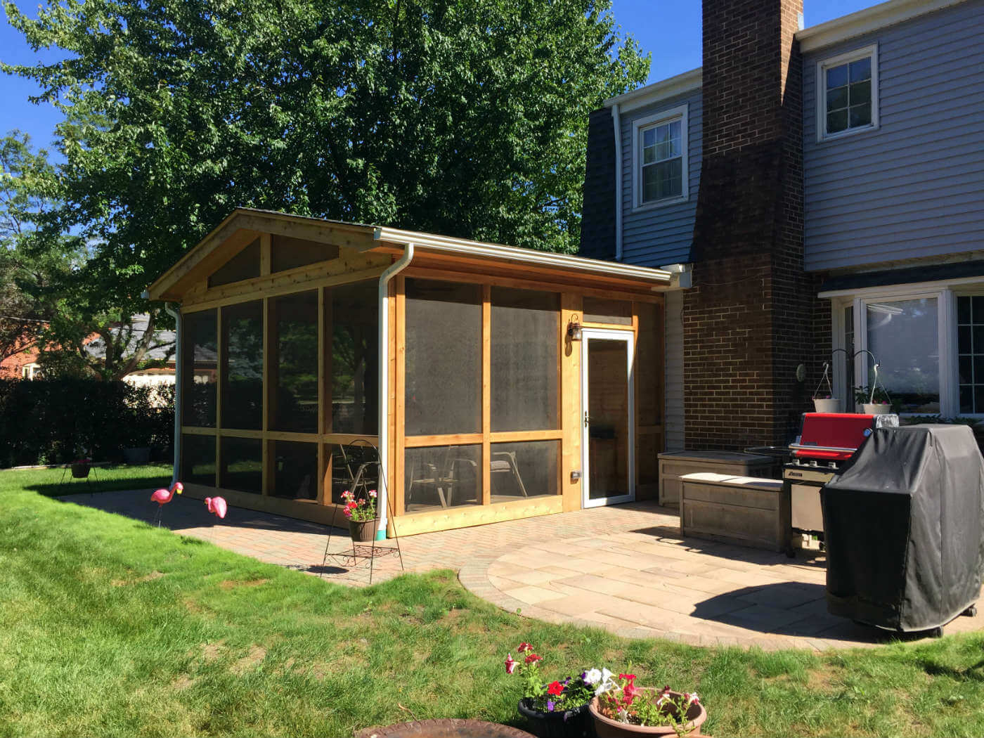 Custom screened porch and patio combination