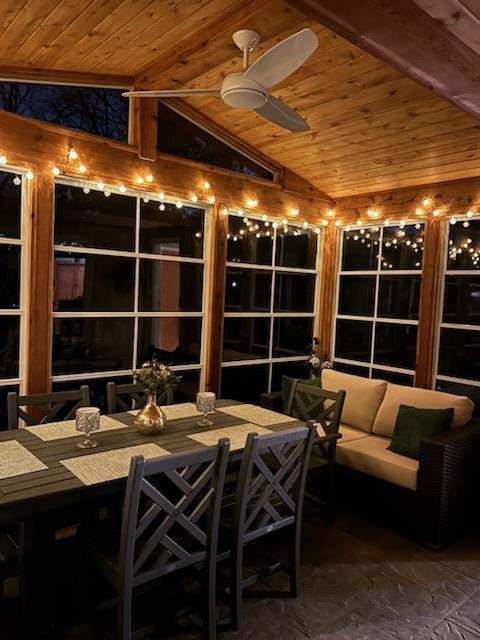 inside porch view with twinkling lights