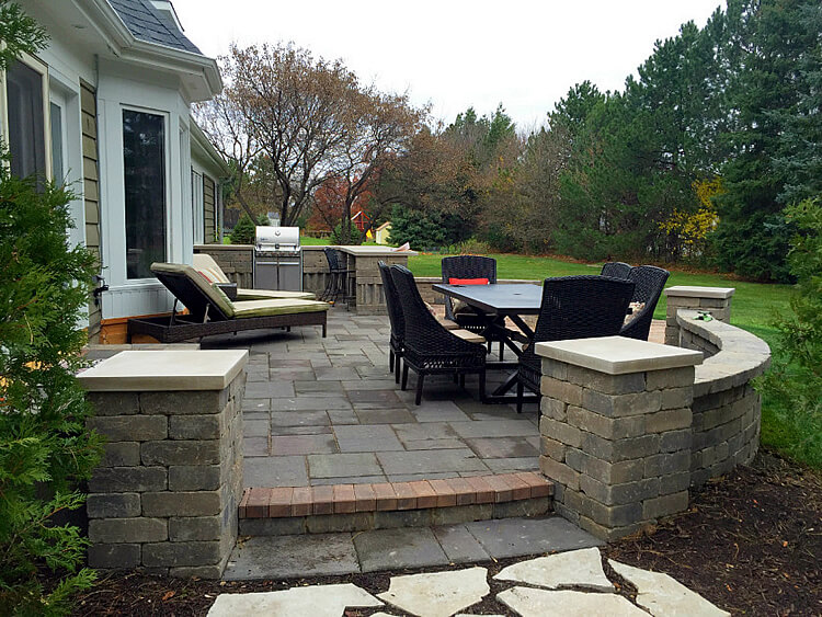 Custom Patio Design with Outdoor Kitchen & Fire Pit