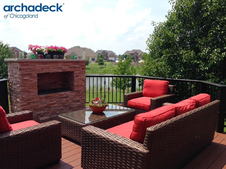 Naperville deck with fireplace