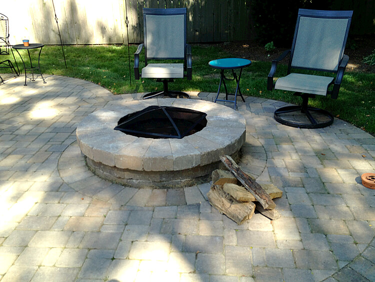 Custom patio with new fire pit