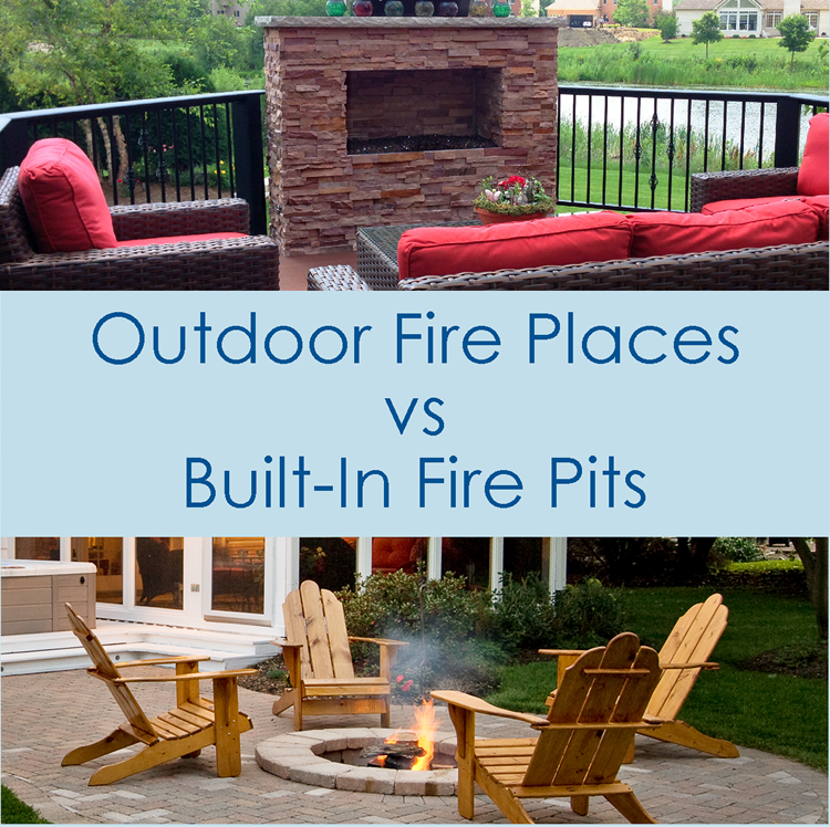 Custom outdoor fireplace vs built in fire pit