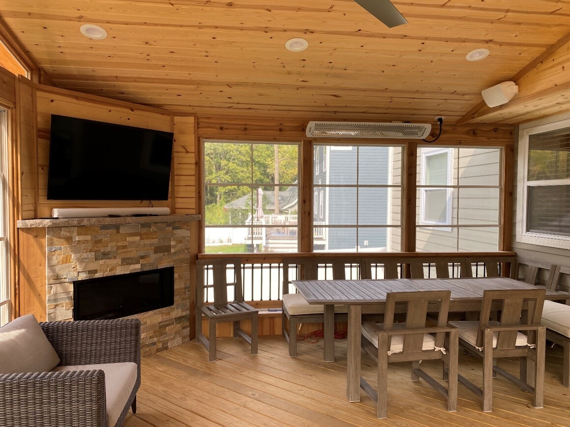 wood enclosed porch