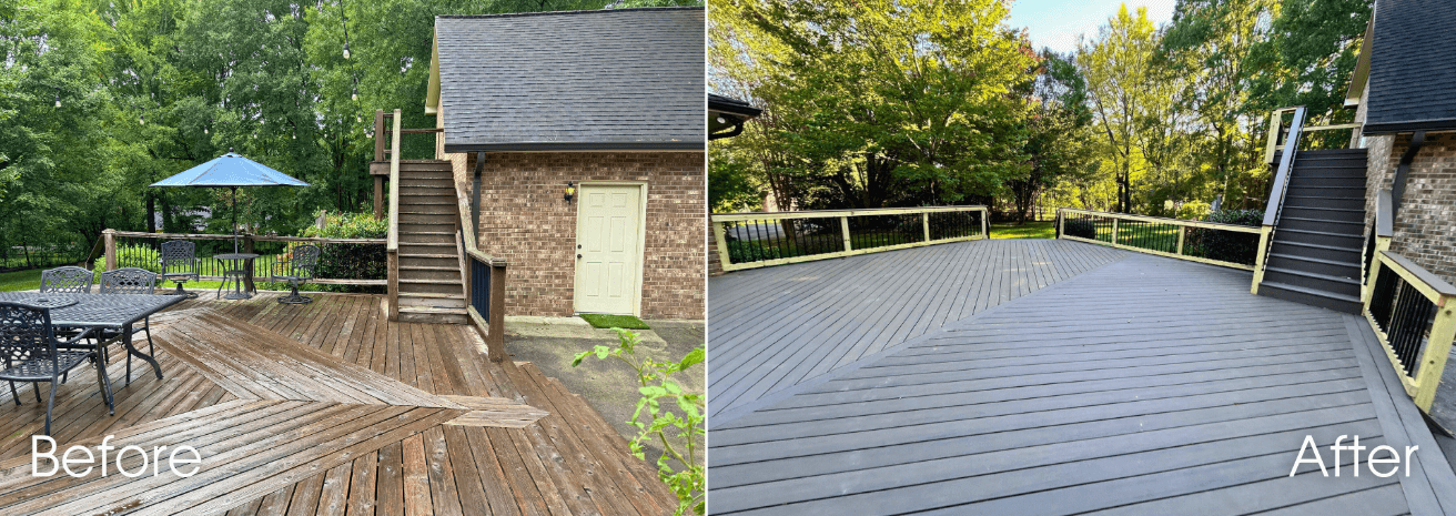 before and after of a composite deck installation