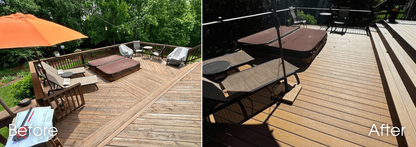 before & after of a composite deck installation