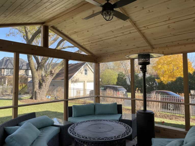 enclosed rafter chicagoland screened in porch
