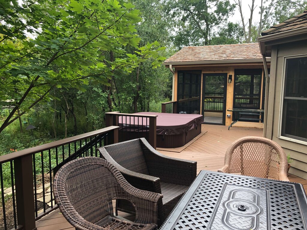 TimberTech Deck with Sunroom & Hot tub in Gurnee, IL