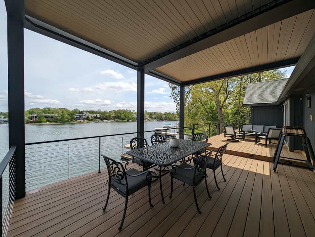 Custom TimberTech Porch Overlooking Lake